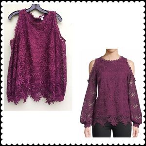 ZAC POSEN Lace Cold Shoulder Blouse Sz 14